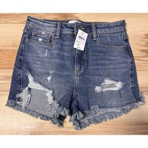 NWT Windsor Distressed High Rise Denim Jean Shorts Blue Size M